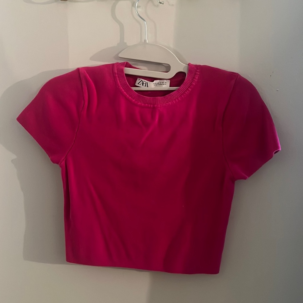 Zara hot pink cropped top